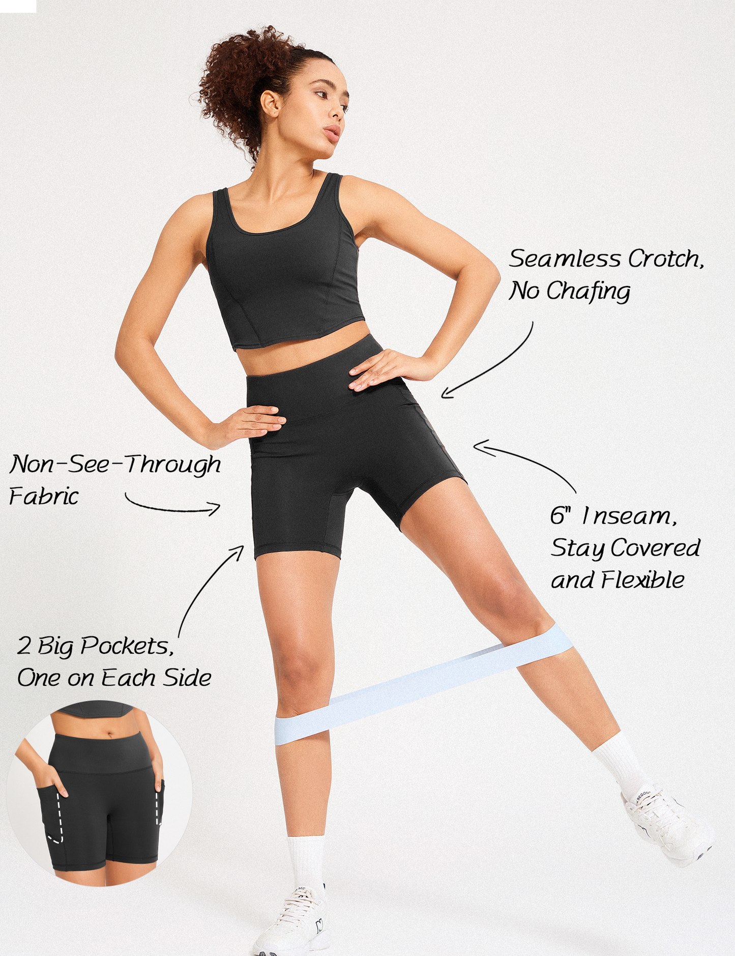 Yogaration 6'' High-Waisted Women’s Seamless Yoga Shorts with 2 Side Pockets for Casual Wear