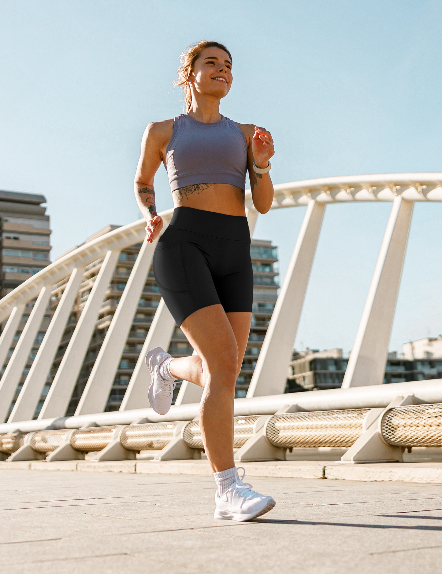 Yogaration 6'' High-Waisted Women’s Seamless Yoga Shorts with 2 Side Pockets for Casual Wear