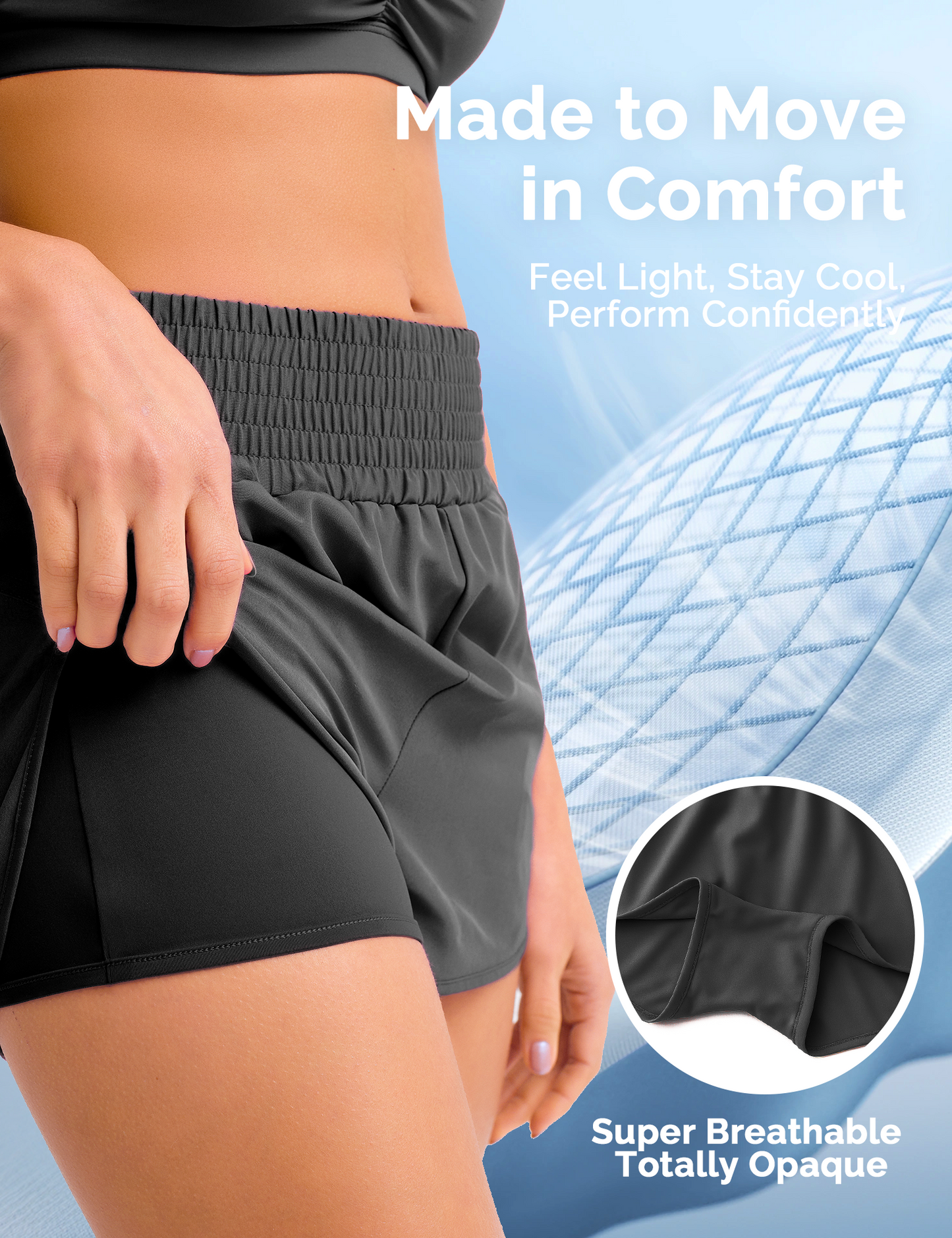 Yogaration 2.5'' High-Waisted Athletic Shorts for Women with 2 Zippered Pockets for Workout