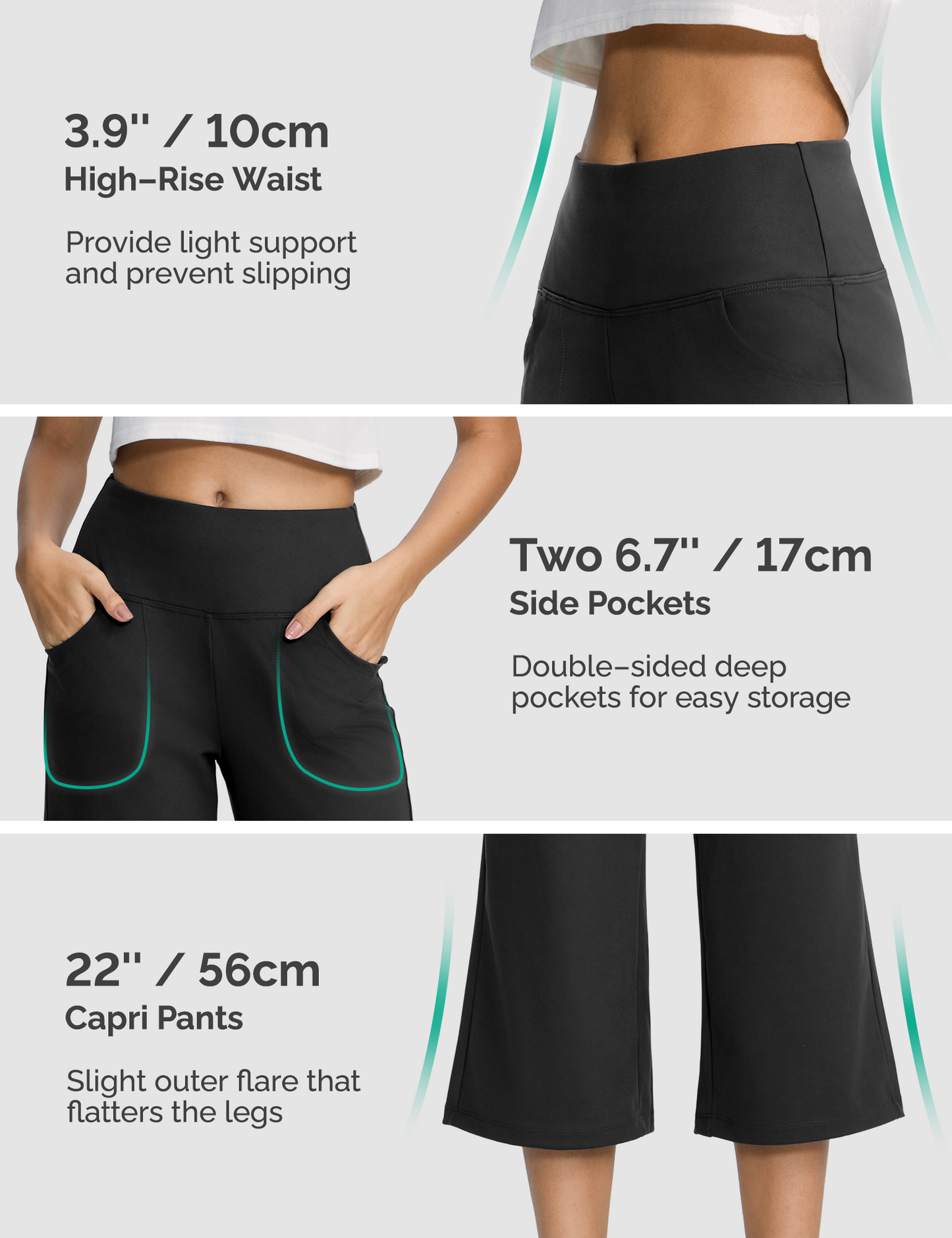 Yogaration Non-See-Through 7/8 Lounge Wide Leg Capri Pants for Women with Pockets