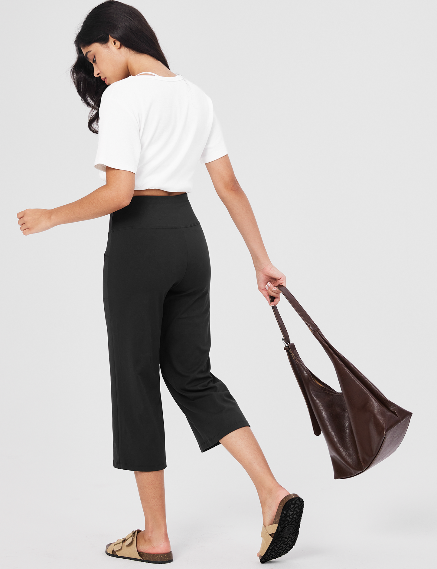 Yogaration Non-See-Through 7/8 Lounge Wide Leg Capri Pants for Women with Pockets