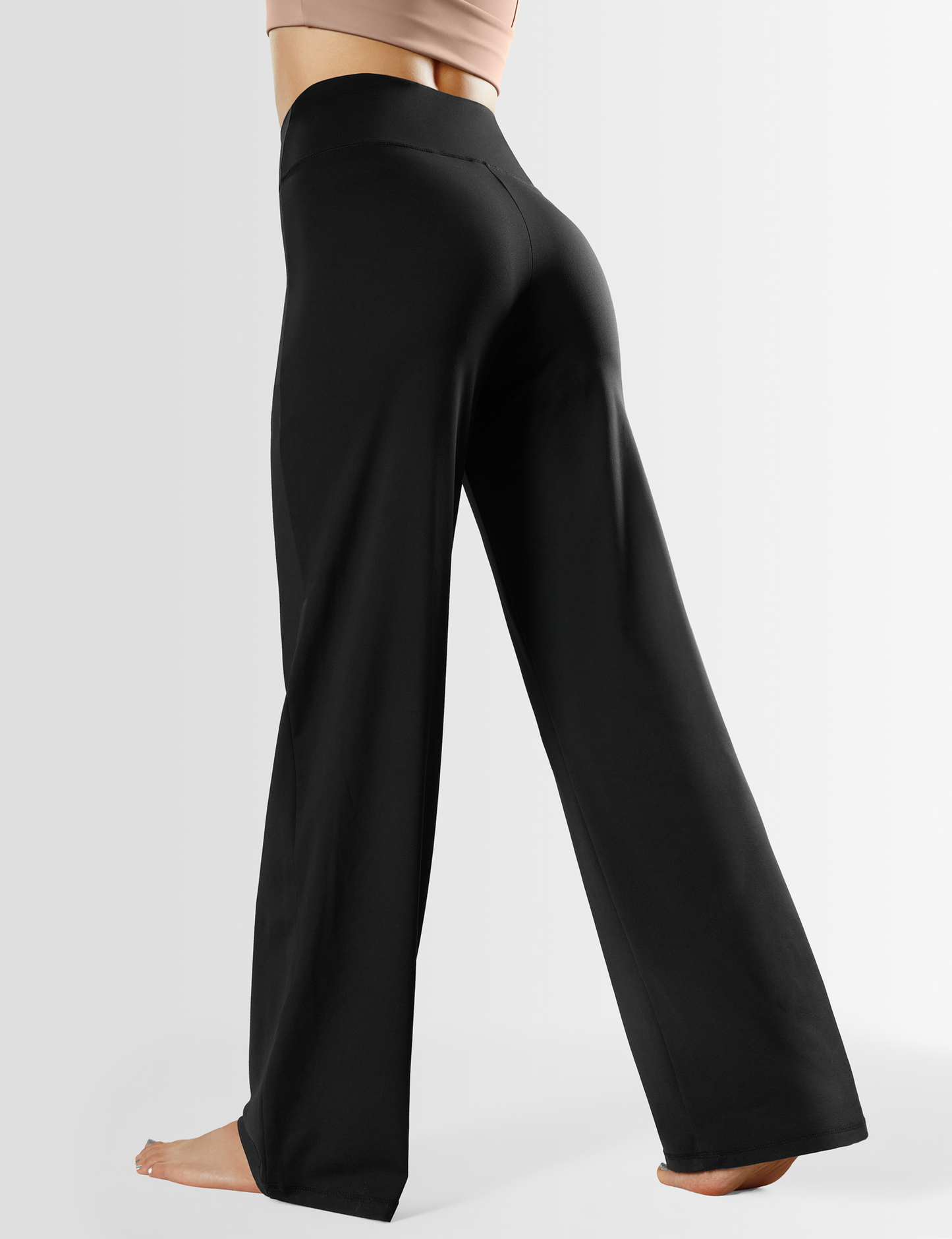 YR Wide Leg Yoga Pants for Women, Crossover High Waisted Lounge Pants with Pockets, Black