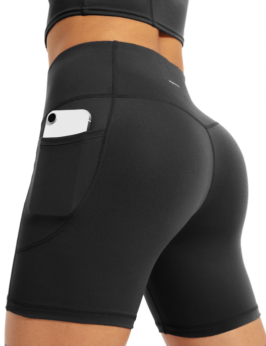 Yogaration 6'' High-Waisted Women’s Seamless Yoga Shorts with 2 Side Pockets for Casual Wear