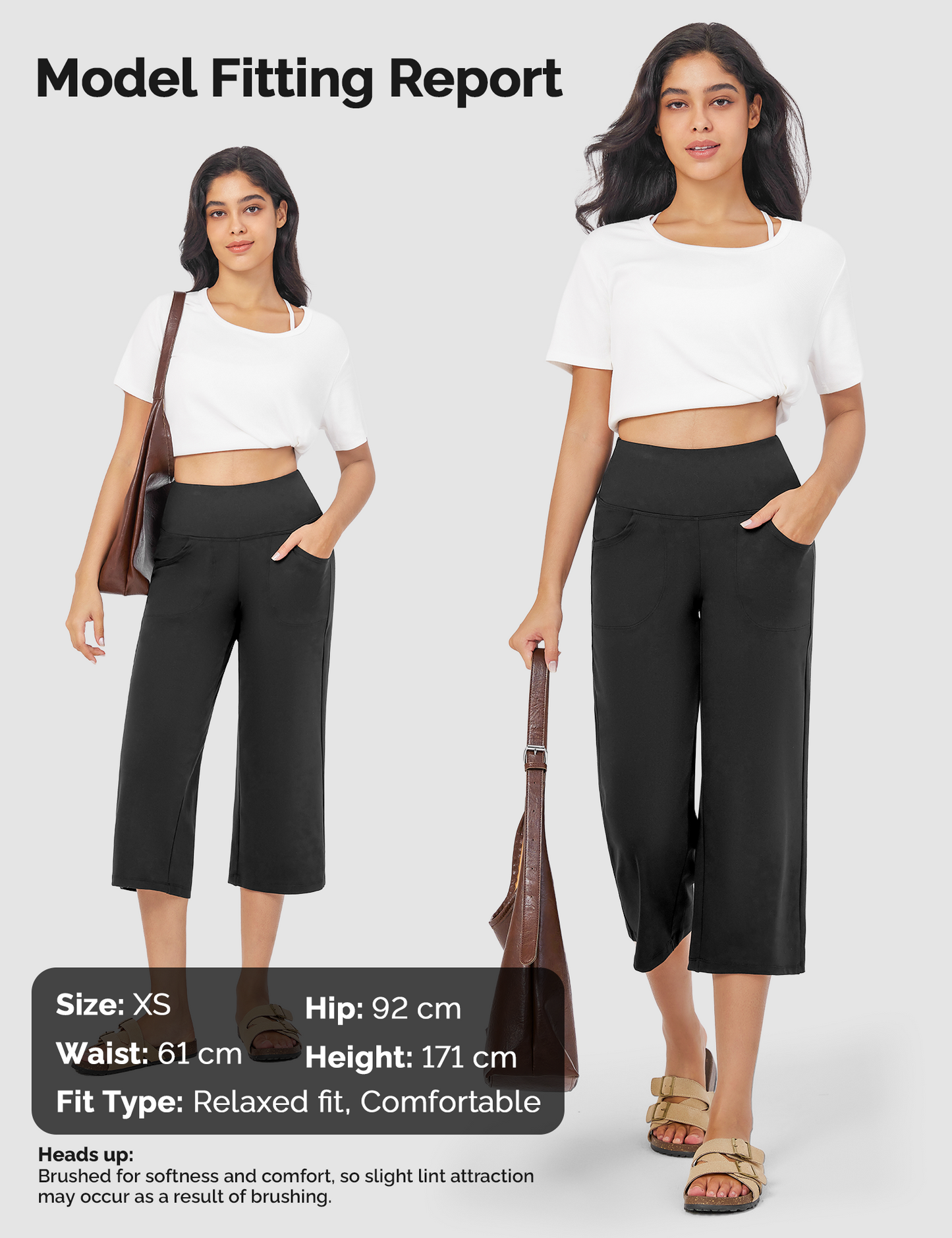 Yogaration Non-See-Through 7/8 Lounge Wide Leg Capri Pants for Women with Pockets